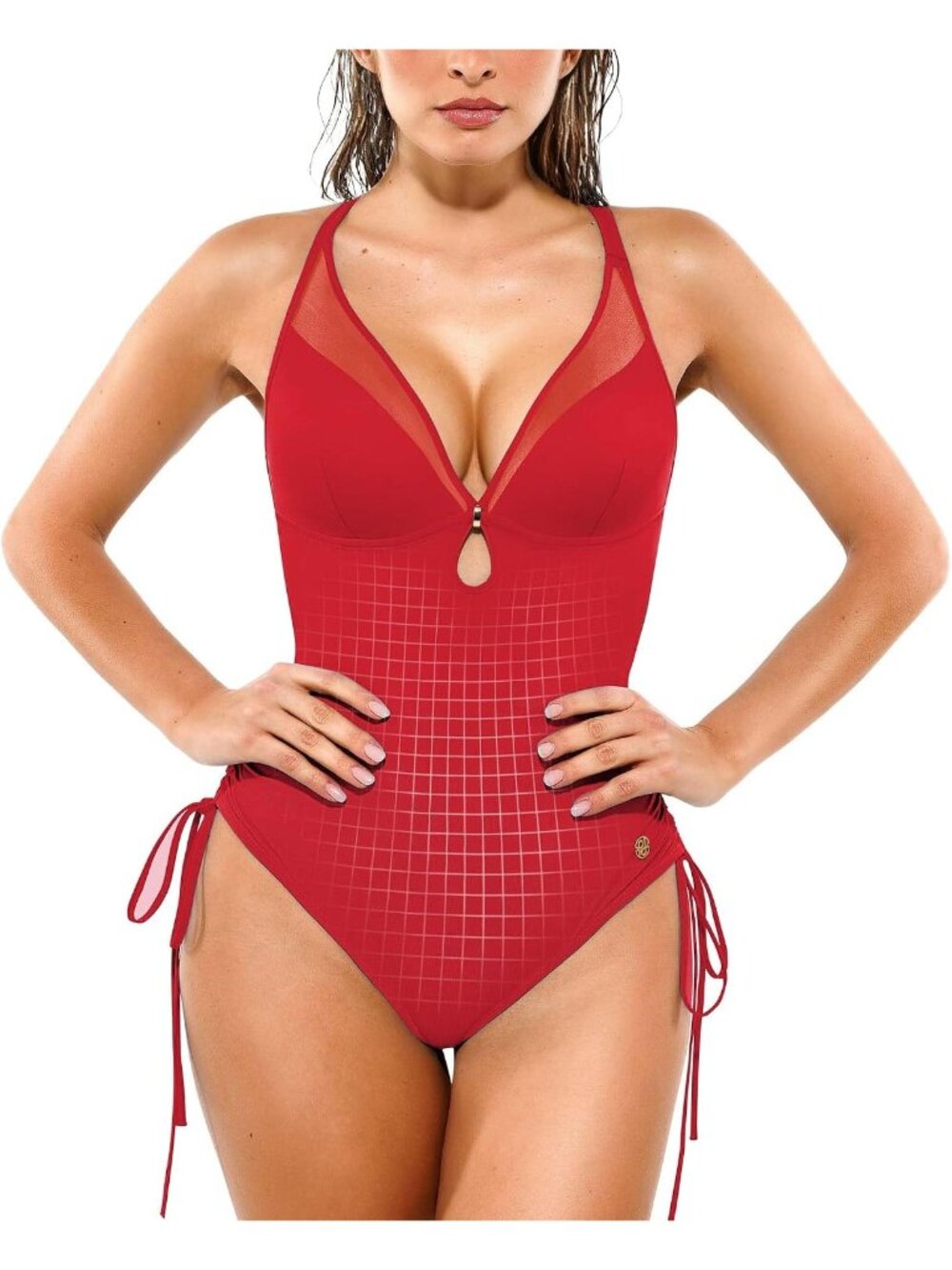 Popilush Tummy Control Swimsuit RED One Piece Shapewear Bathing Suit X-LARGE